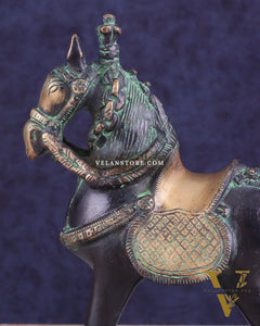Vintage Brass Horse Standing Showpiece Statue – Elegant Design | 7.5 Inches