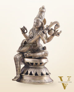 Vintage Brass Lakshmi and Saraswati Idol Pair - 12"