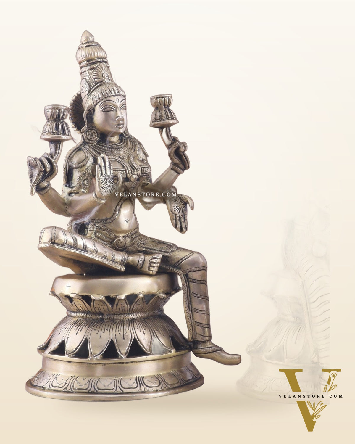Vintage Brass Lakshmi and Saraswati Idol Pair - 12"