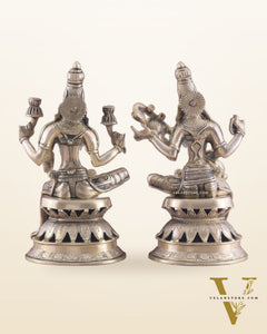Vintage Brass Lakshmi and Saraswati Idol Pair - 12"