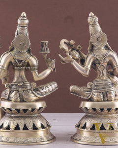 Vintage Brass Lakshmi and Saraswati Idol Pair - 12"