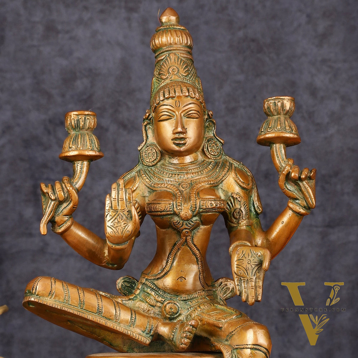 Vintage Brass Lakshmi Idol - 12" Divine Sculpture