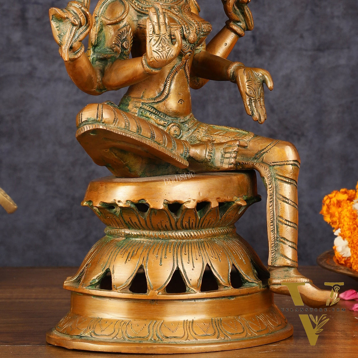 Vintage Brass Lakshmi Idol - 12" Divine Sculpture