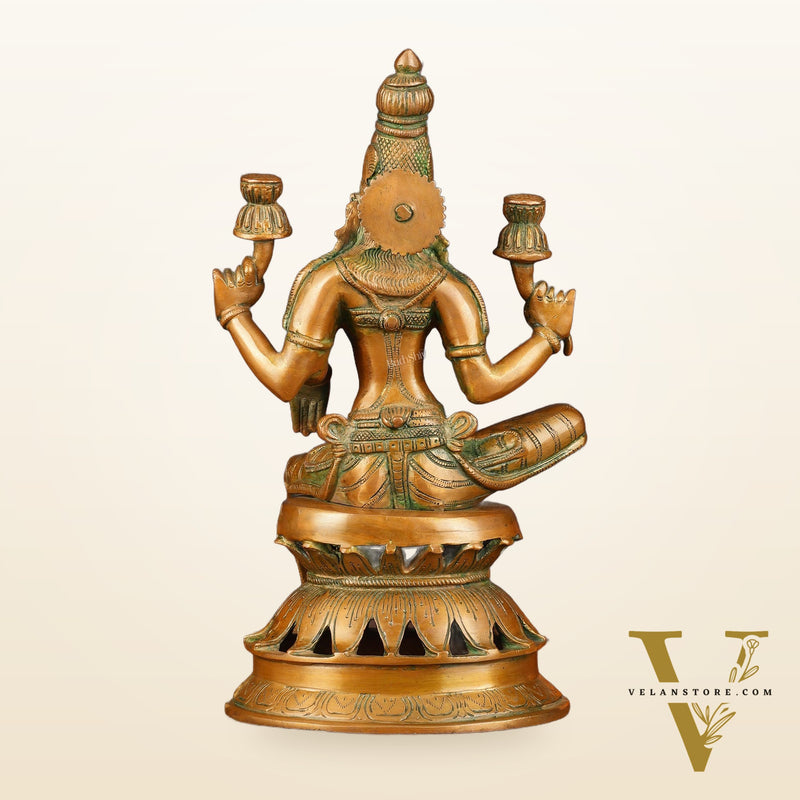 Vintage Brass Lakshmi Idol - 12" Divine Sculpture