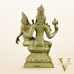 Vintage Brass Lord Shiva and Goddess Parvati Idol - 15" Height