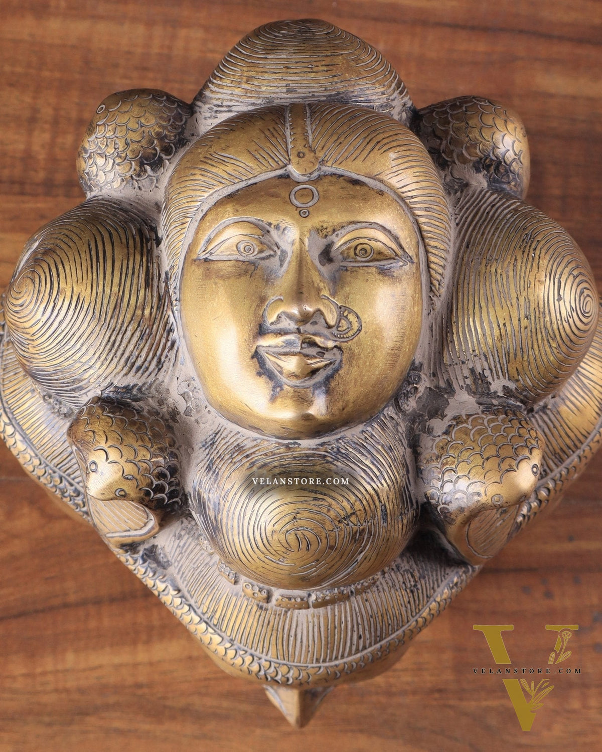 Vintage Brass Lord Shiva Four-Faced Mukhalingam with Parvati Face on Top 9"