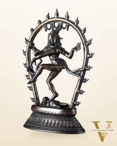 Vintage Brass Nataraja Dancing Shiva Idol with Oval Arch - 12.5"
