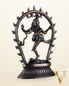 Vintage Brass Nataraja Dancing Shiva Idol with Oval Arch - 12.5"