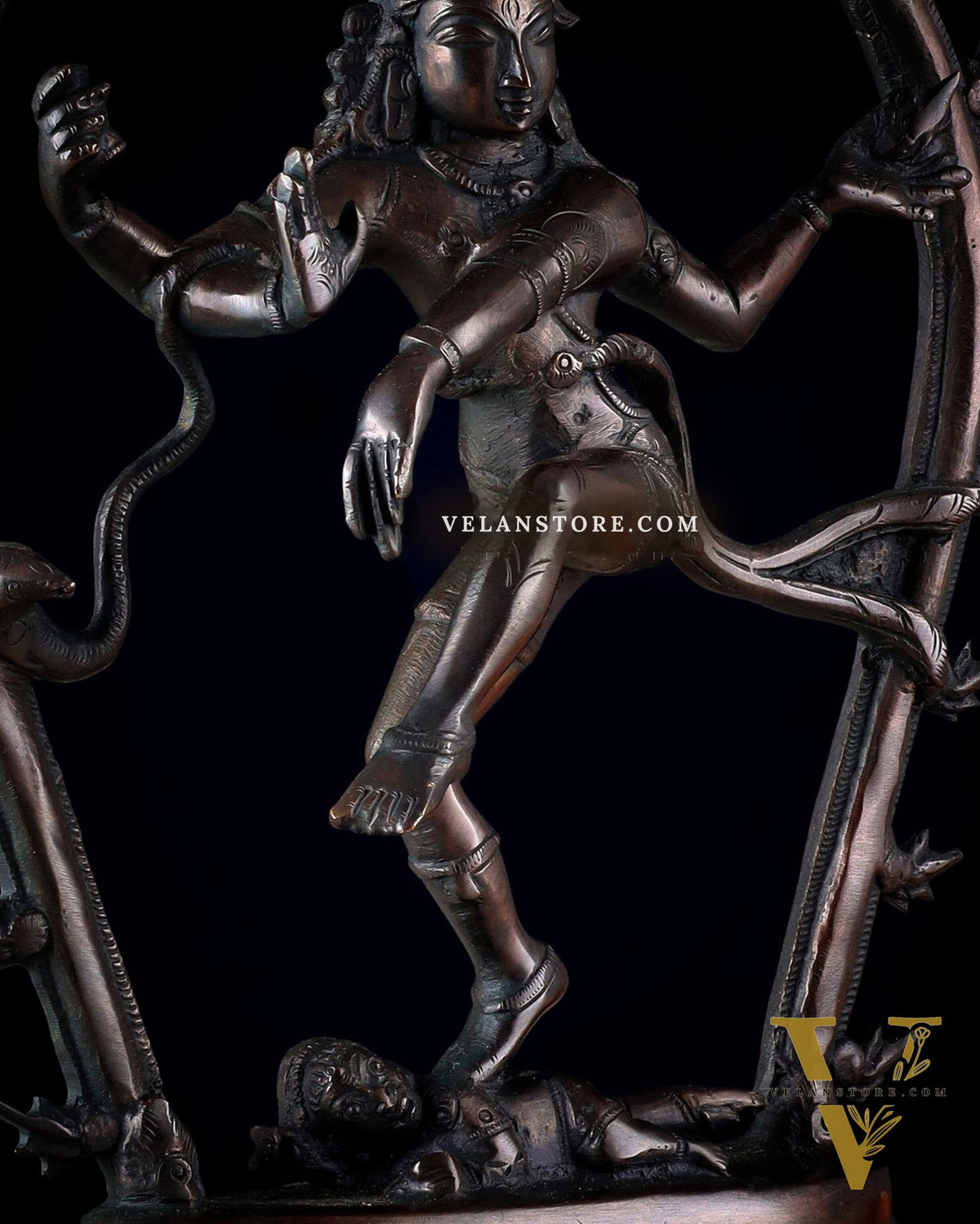 Vintage Brass Nataraja Dancing Shiva Idol with Oval Arch - 12.5"