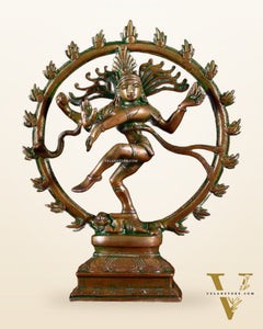 Vintage Brass Nataraja Sculpture – 9.2” Chola Bronze Tone