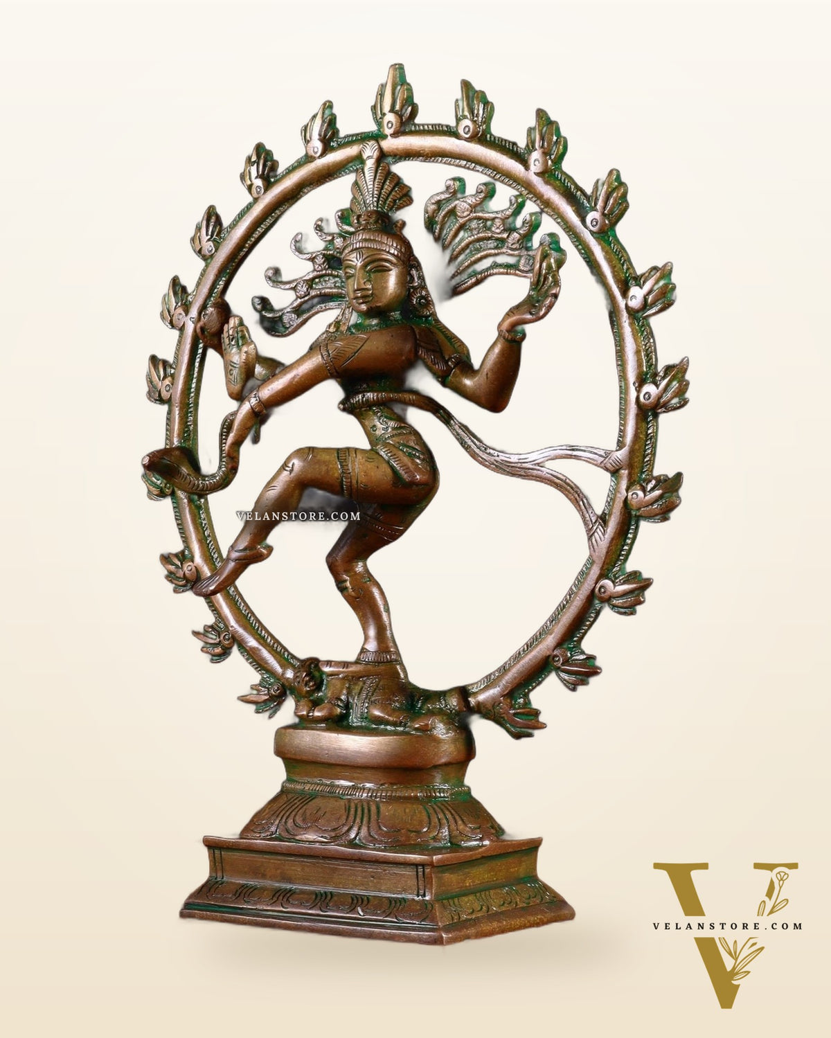 Vintage Brass Nataraja Sculpture – 9.2” Chola Bronze Tone