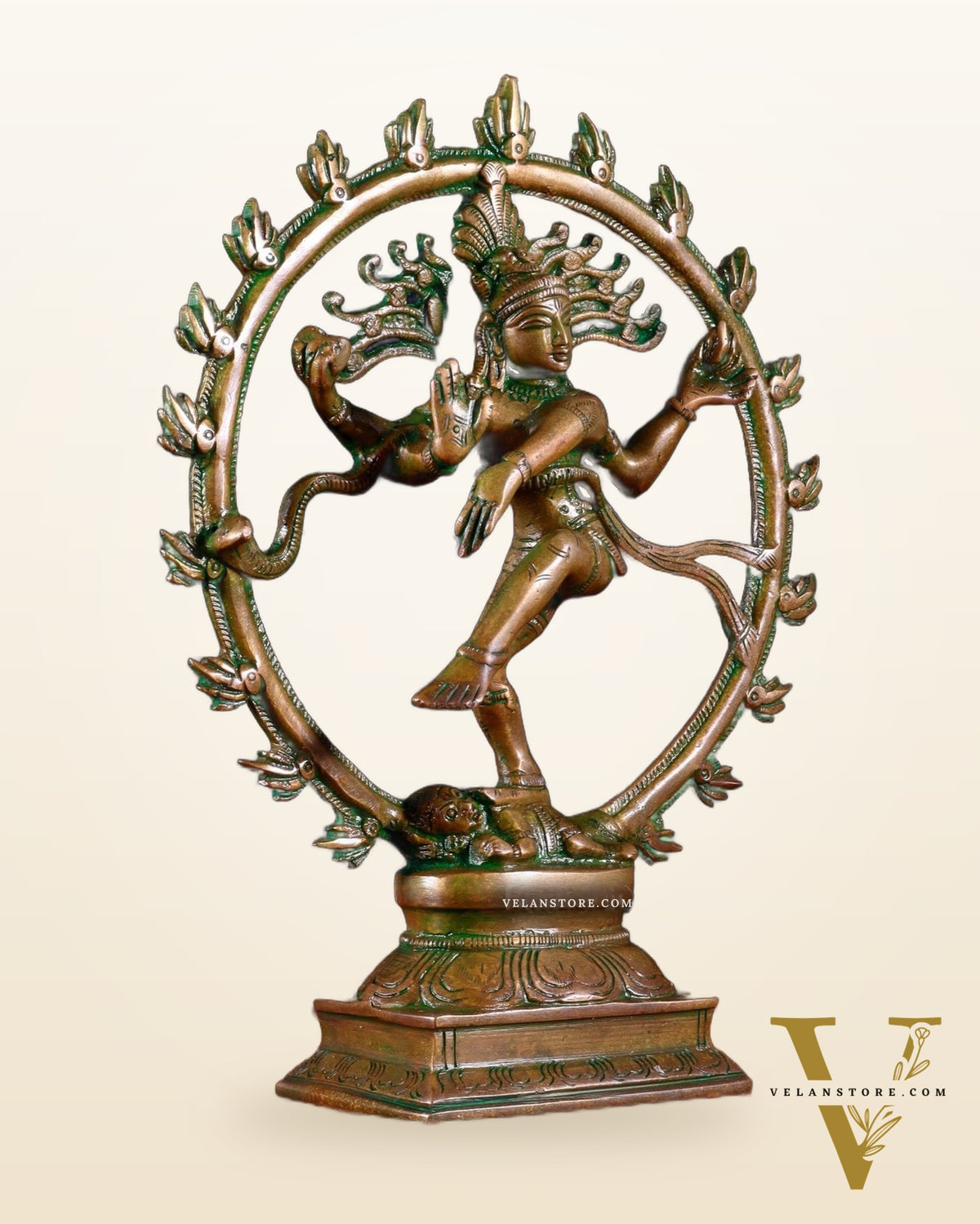 Vintage Brass Nataraja Sculpture – 9.2” Chola Bronze Tone