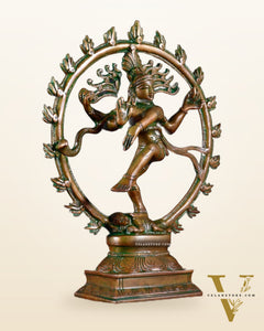 Vintage Brass Nataraja Sculpture – 9.2” Chola Bronze Tone