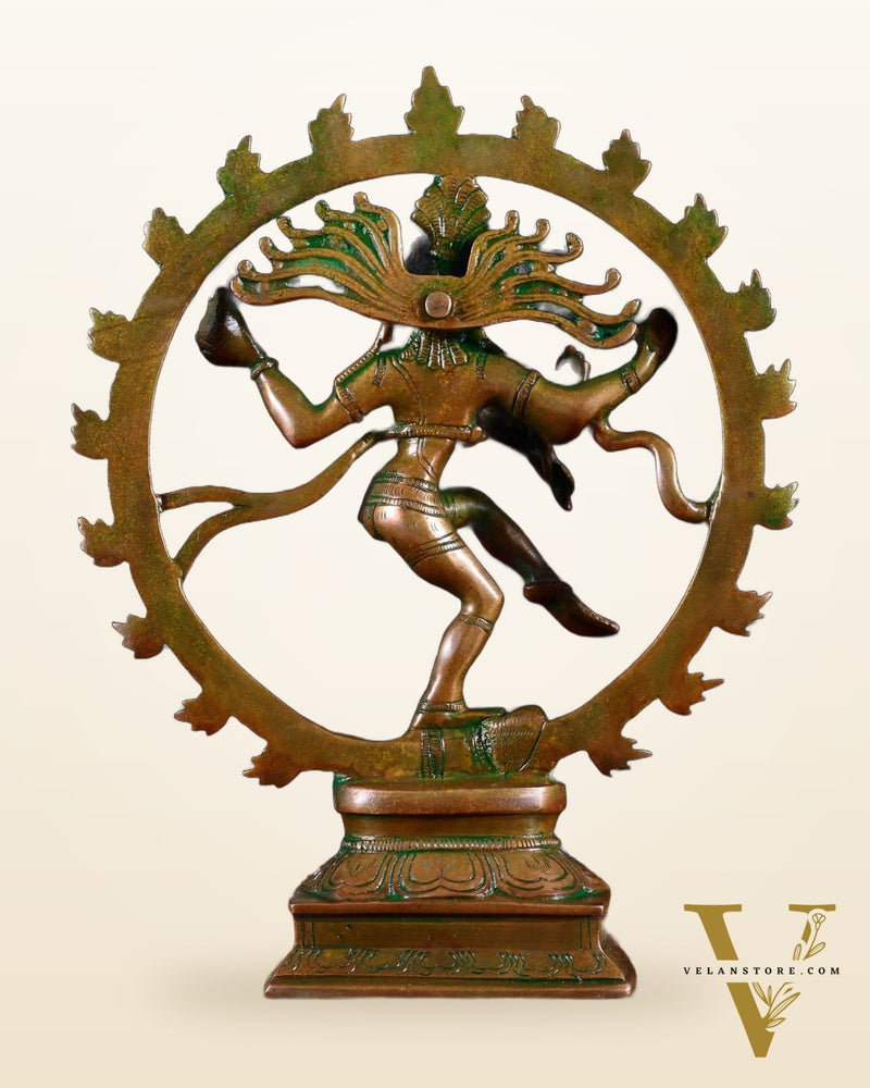Vintage Brass Nataraja Sculpture – 9.2” Chola Bronze Tone