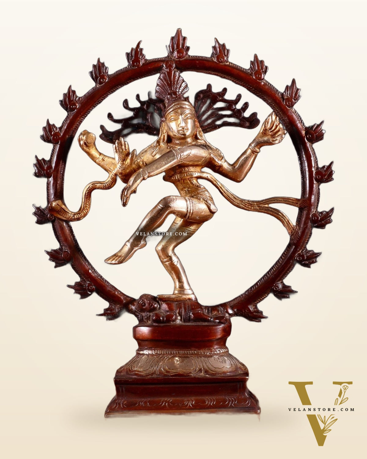 Vintage Brass Nataraja Sculpture – 9.2” double chola tone