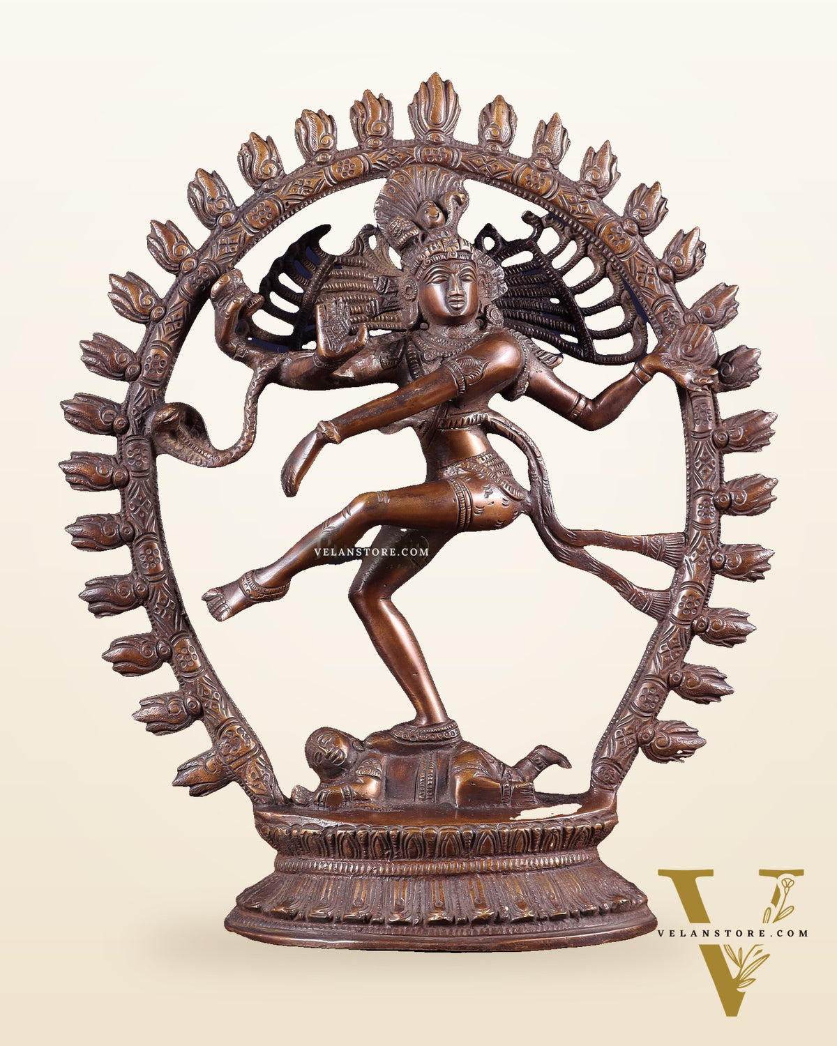 Vintage Brass Nataraja statue with Oval Ring | 12 Inch Height | 3.2 KG
