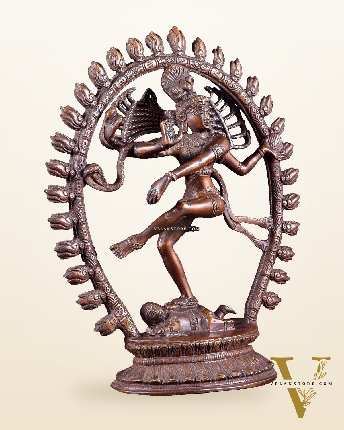 Vintage Brass Nataraja statue with Oval Ring | 12 Inch Height | 3.2 KG