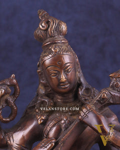 Vintage Brass Nepalese Goddess Saraswati Idol | Exquisite Craftsmanship
