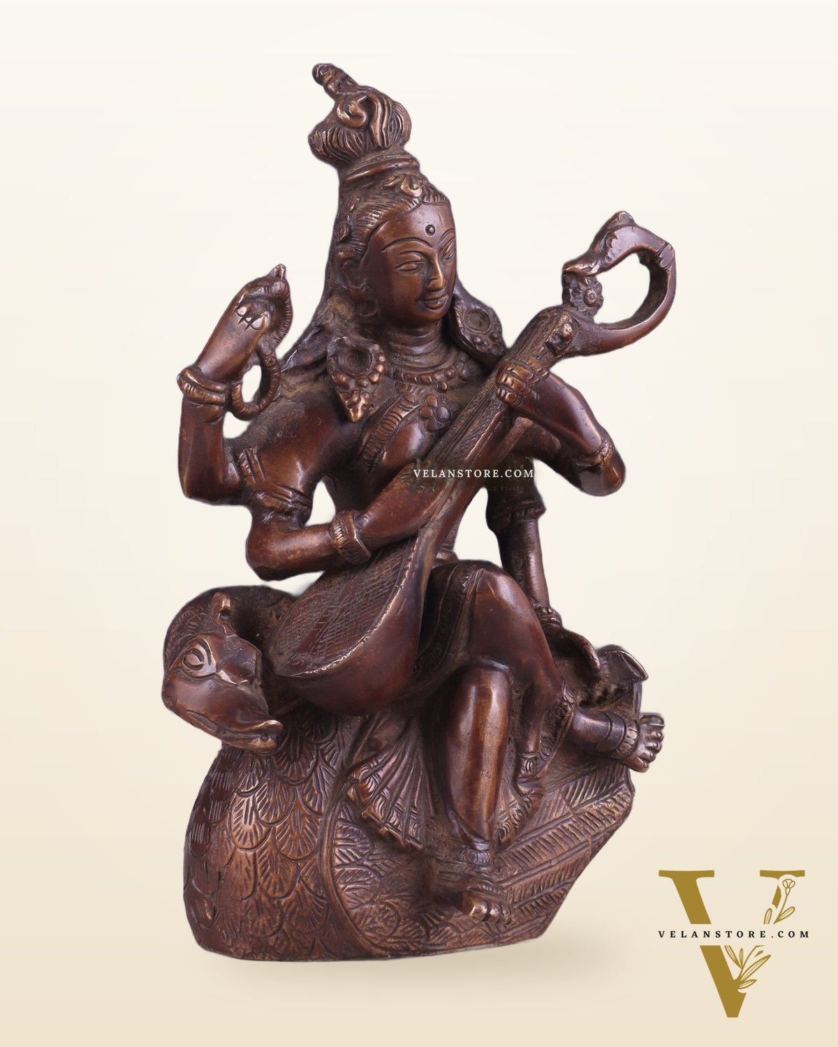 Vintage Brass Nepalese Goddess Saraswati Idol | Exquisite Craftsmanship