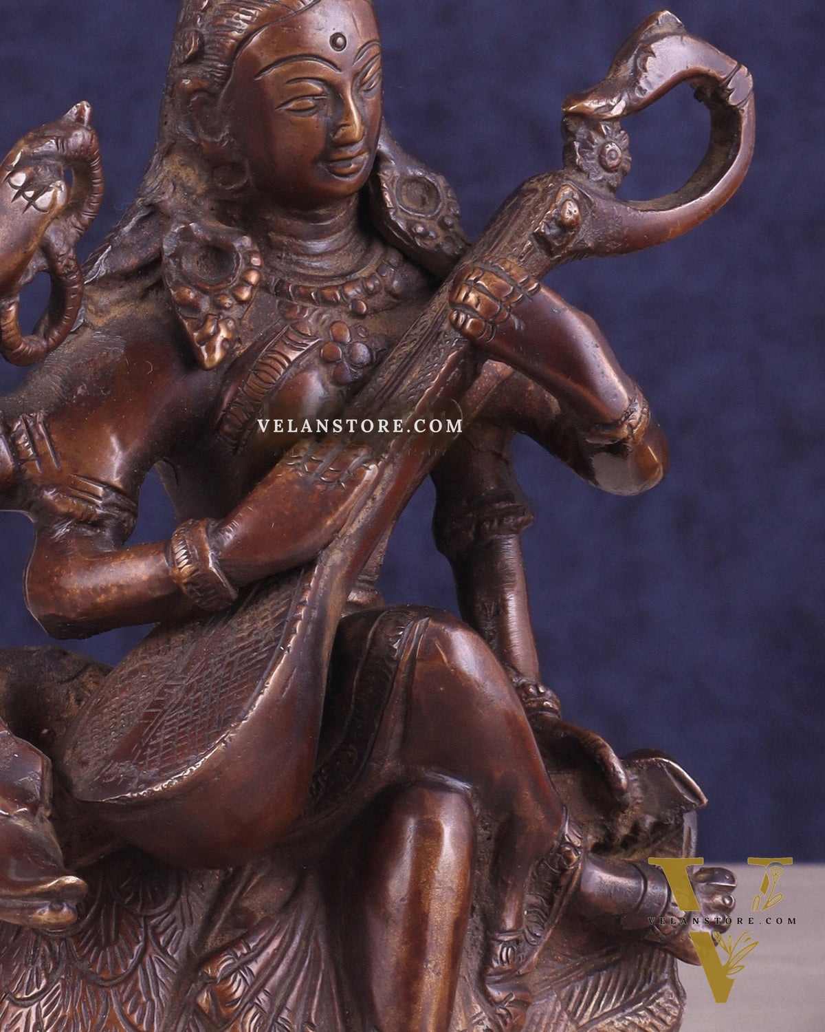 Vintage Brass Nepalese Goddess Saraswati Idol | Exquisite Craftsmanship