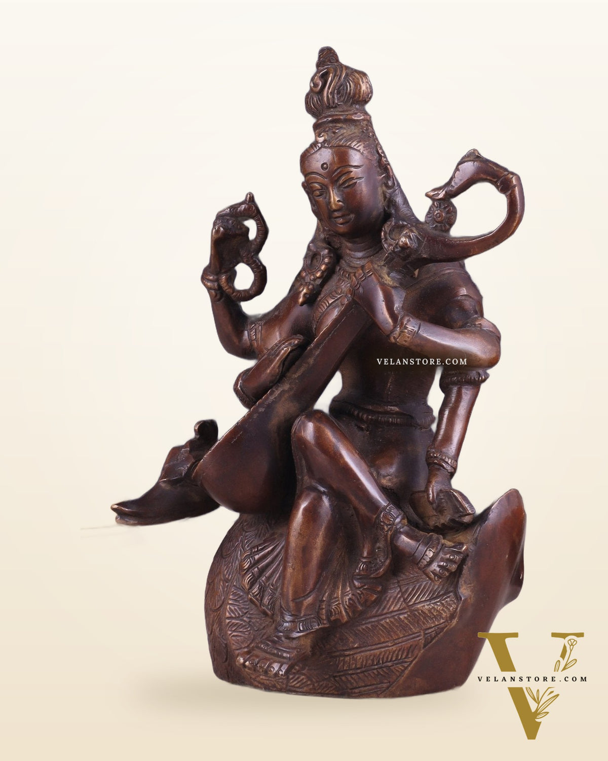 Vintage Brass Nepalese Goddess Saraswati Idol | Exquisite Craftsmanship