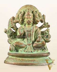 Vintage Brass Panchmukhi Hanuman Murti - 6.5 inch