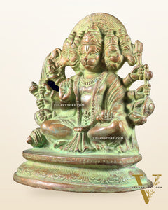 Vintage Brass Panchmukhi Hanuman Murti - 6.5 inch