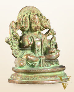 Vintage Brass Panchmukhi Hanuman Murti - 6.5 inch