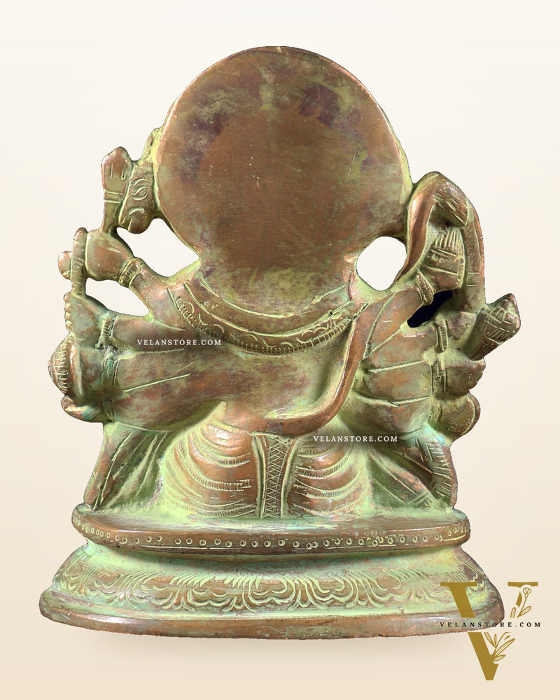 Vintage Brass Panchmukhi Hanuman Murti - 6.5 inch