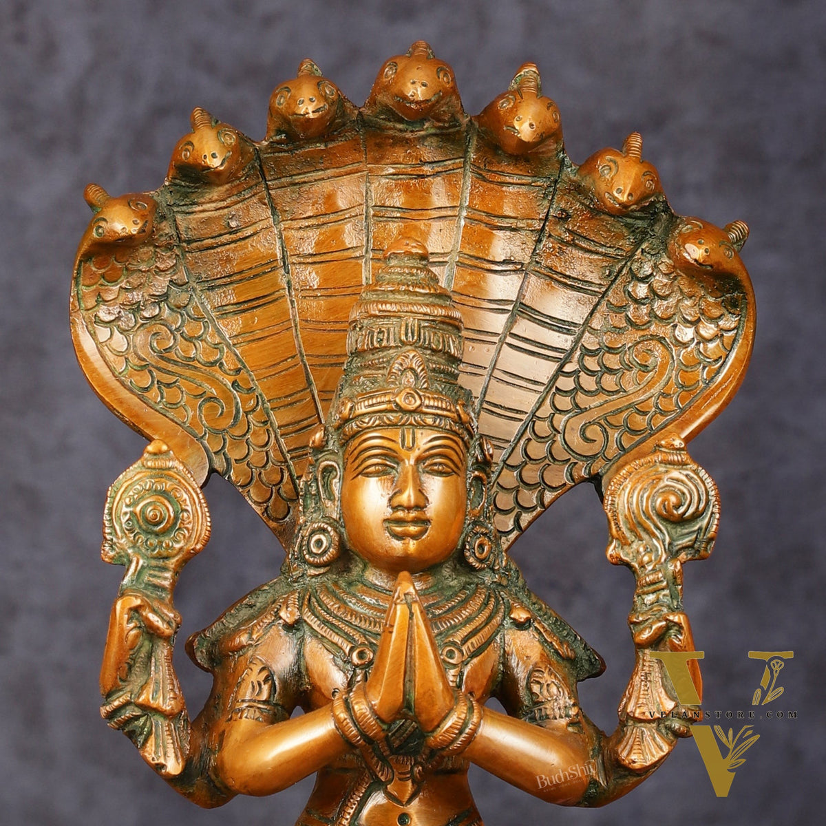 Vintage Brass Patanjali Statue - 8" Divine Sculpture