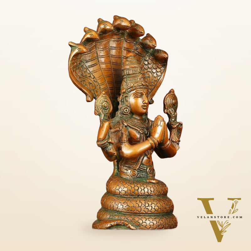 Vintage Brass Patanjali Statue - 8" Divine Sculpture