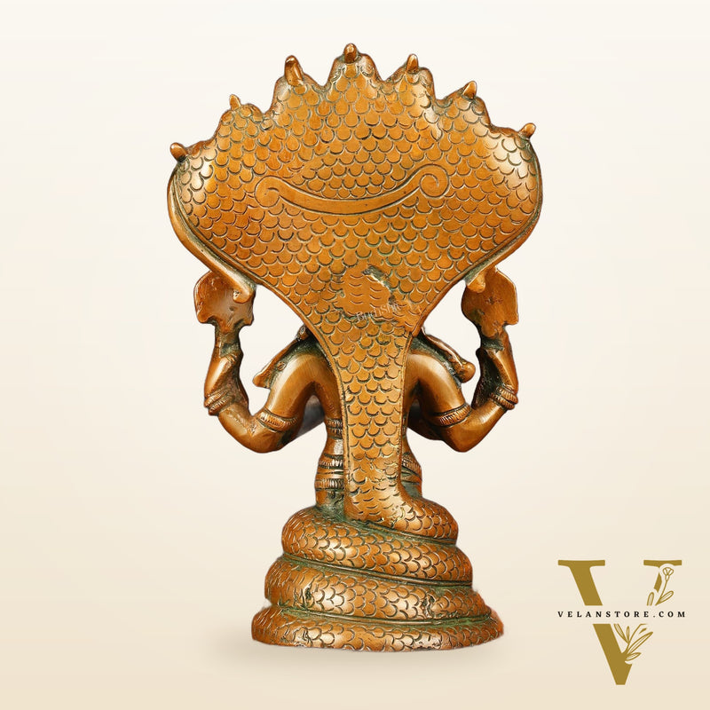 Vintage Brass Patanjali Statue - 8" Divine Sculpture