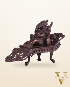 Vintage Brass Resting Ganesha Idol – 6" | Dark Chocolate Finish