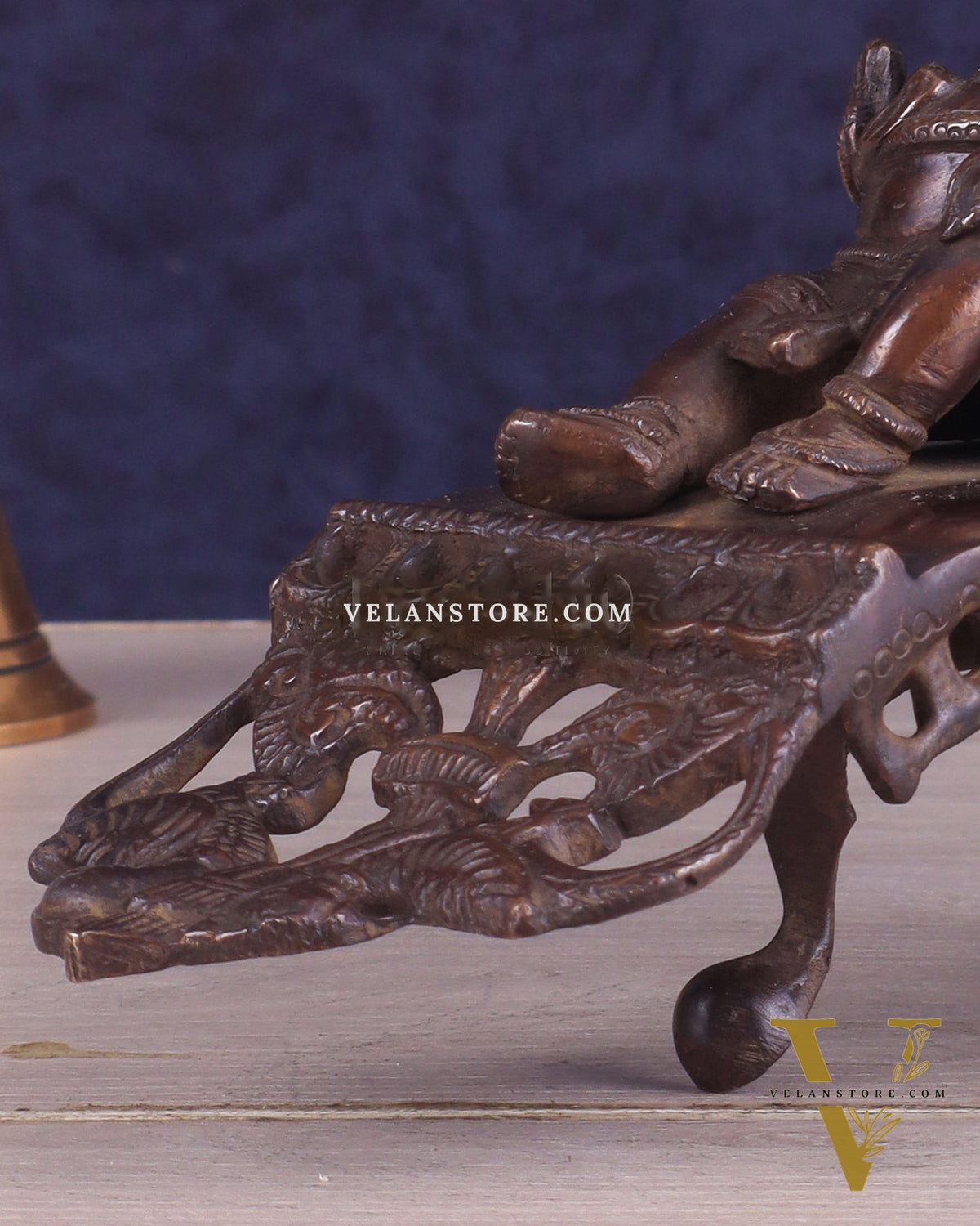 Vintage Brass Resting Ganesha Idol – 6" | Dark Chocolate Finish