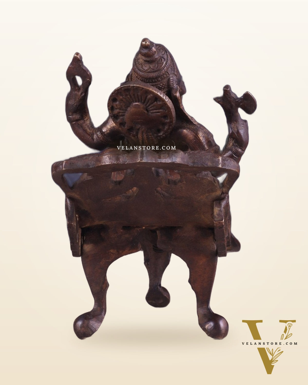 Vintage Brass Resting Ganesha Idol – 6" | Dark Chocolate Finish