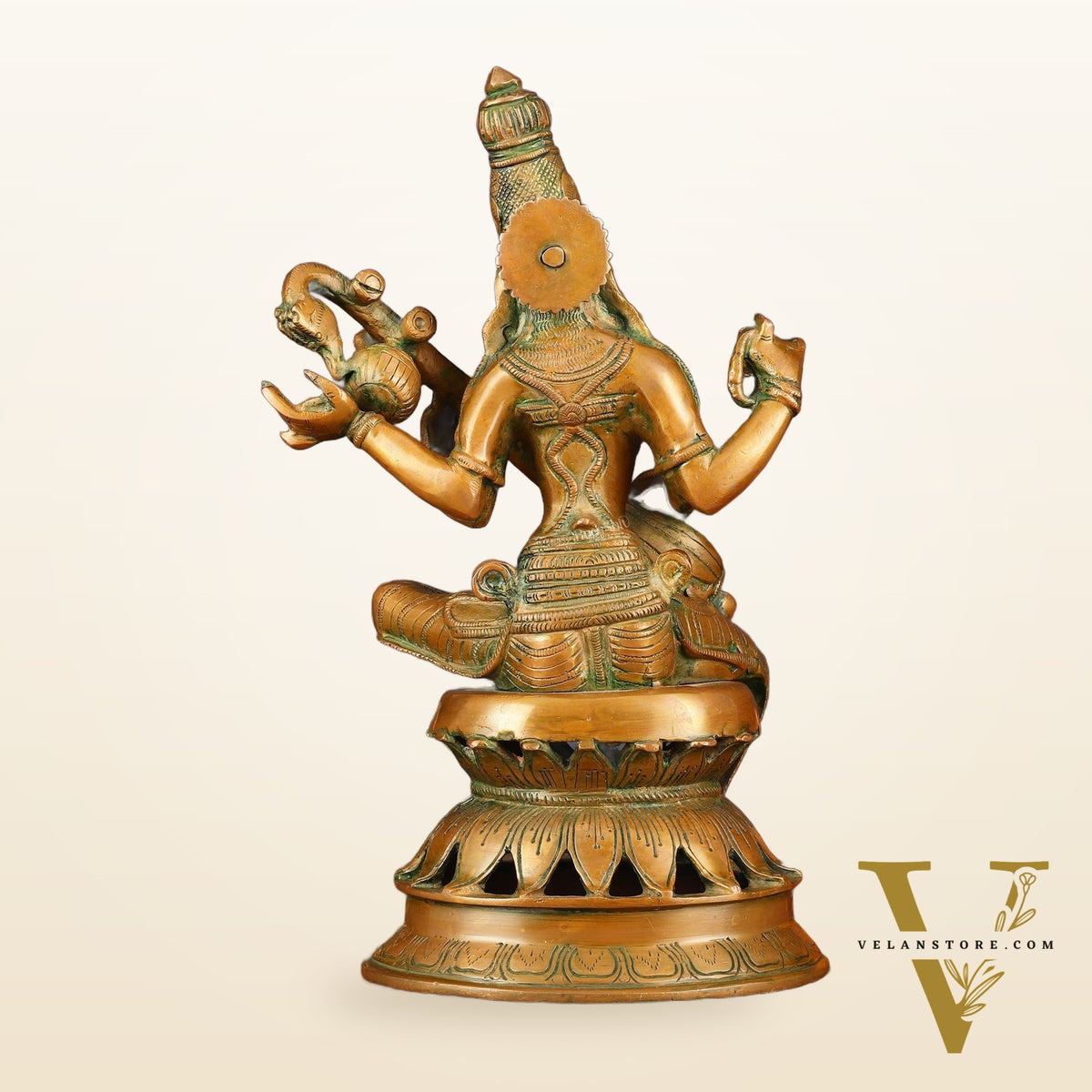 Vintage Brass Saraswati Idol - 12" Divine Sculpture