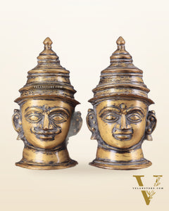 Vintage Brass Shiv Gauri Mukhalingam Pair - Large 12"