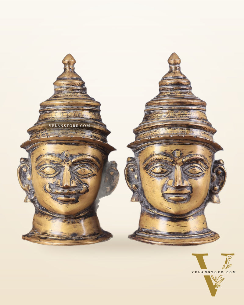 Vintage Brass Shiv Gauri Mukhalingam Pair - Large 12"