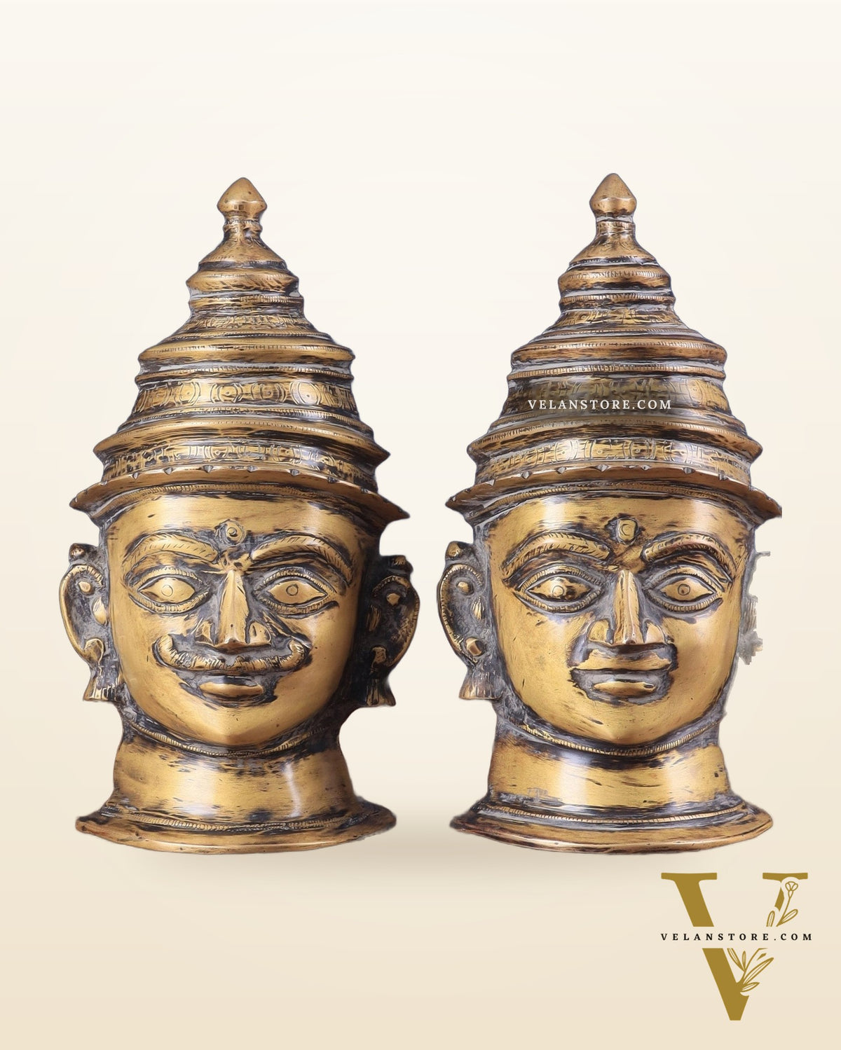 Vintage Brass Shiv Gauri Mukhalingam Pair - Large 12"