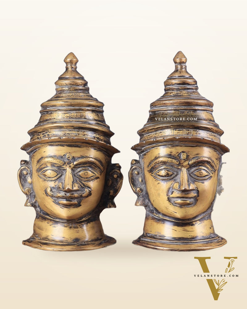 Vintage Brass Shiv Gauri Mukhalingam Pair - Large 12"