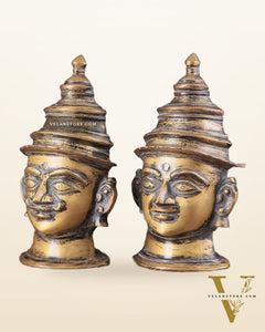 Vintage Brass Shiv Gauri Mukhalingam Pair - Large 12"
