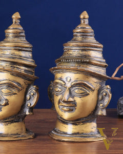 Vintage Brass Shiv Gauri Mukhalingam Pair - Large 12"