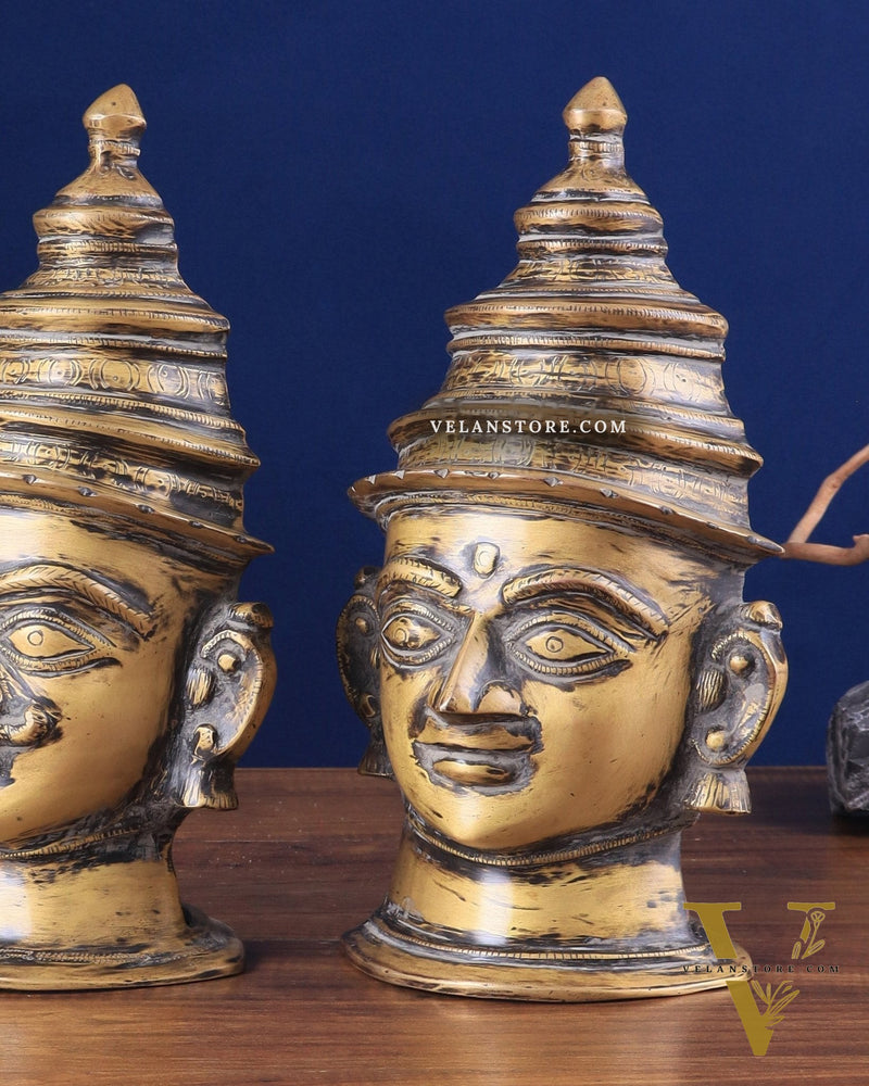 Vintage Brass Shiv Gauri Mukhalingam Pair - Large 12"