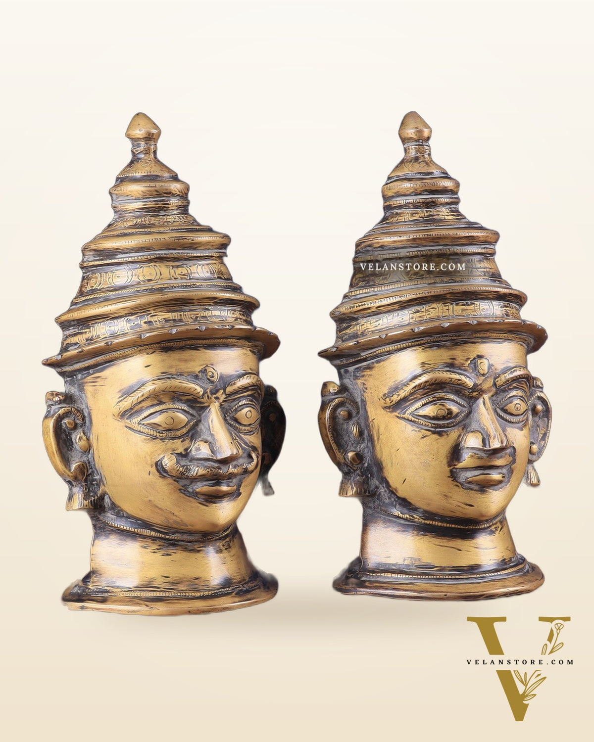 Vintage Brass Shiv Gauri Mukhalingam Pair - Large 12"