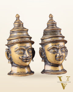 Vintage Brass Shiv Gauri Mukhalingam Pair - Large 12"