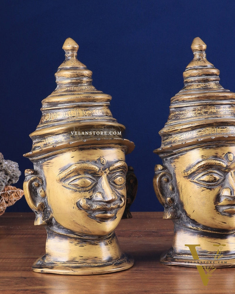 Vintage Brass Shiv Gauri Mukhalingam Pair - Large 12"