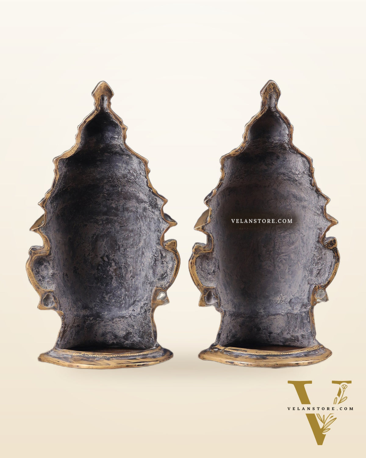 Vintage Brass Shiv Gauri Mukhalingam Pair - Large 12"