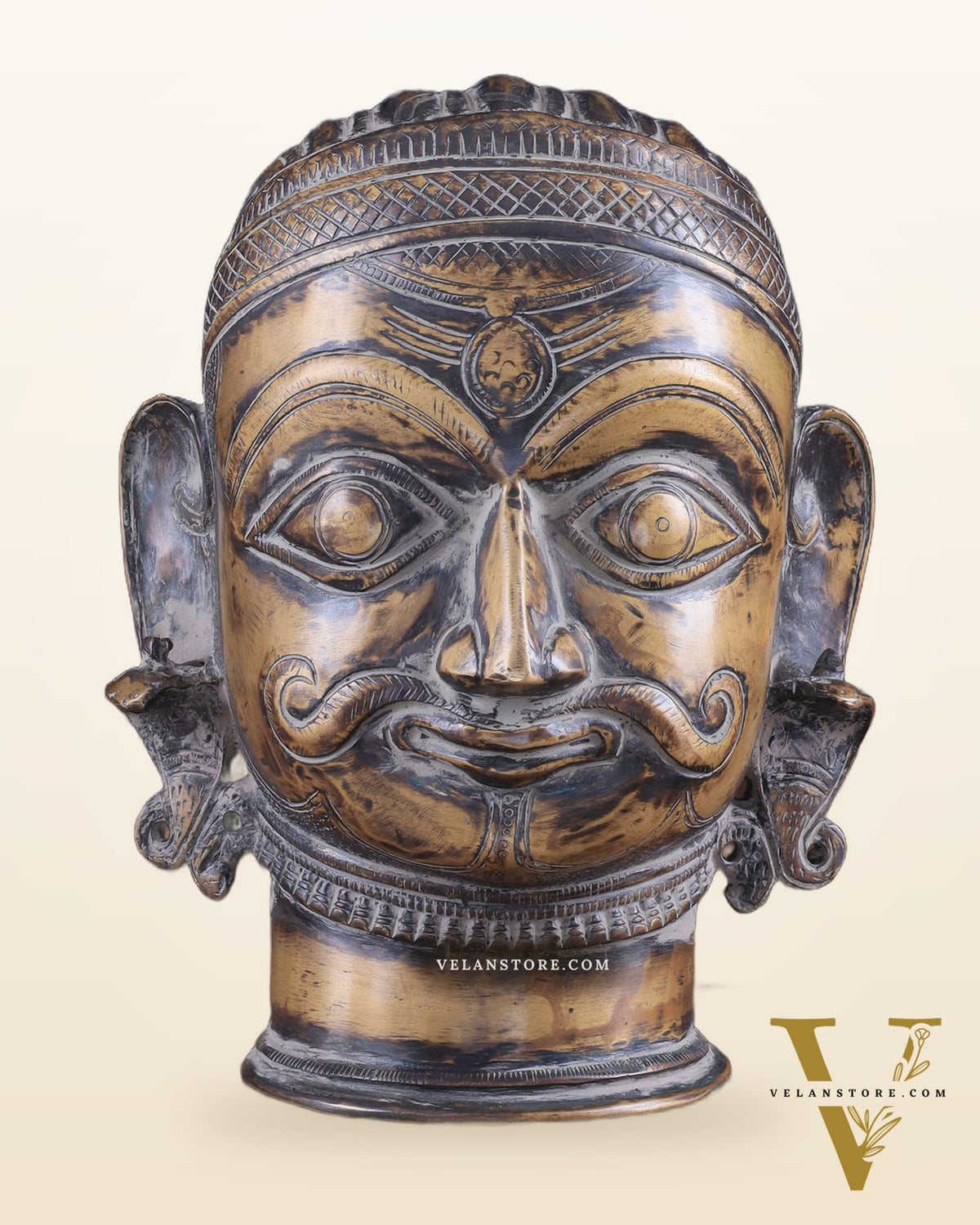 Vintage Brass Shiva head mukhalingam 7.5"