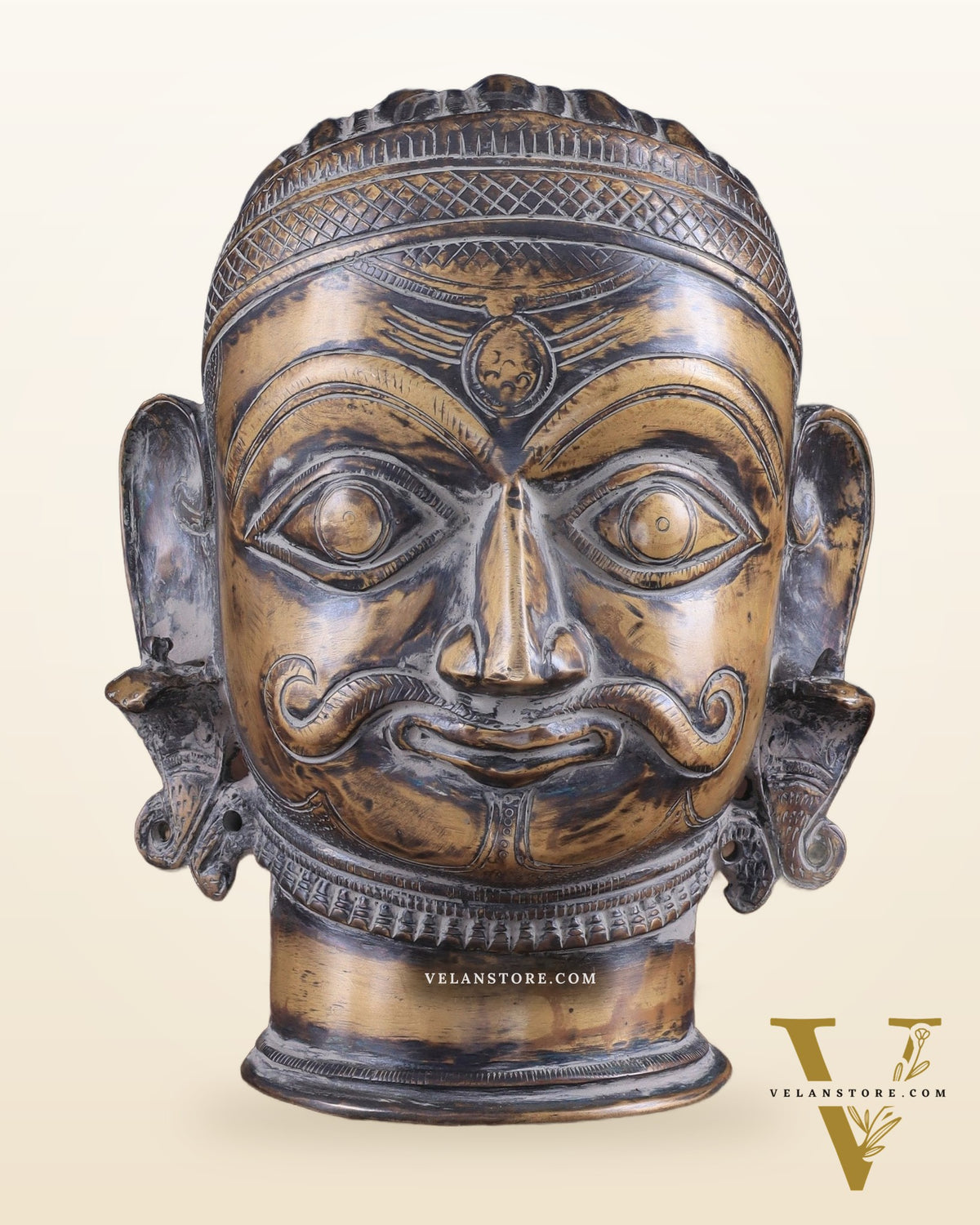 Vintage Brass Shiva head mukhalingam 7.5"