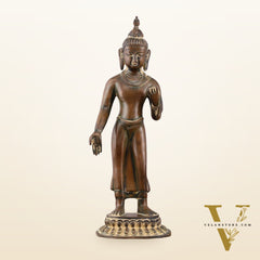 Vintage Brass Standing Buddha Statue – 14.5 inch